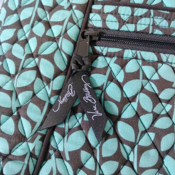 Vera Bradley Crossbody purse bag / Mint & Brown vine print - Picture 5 of 10